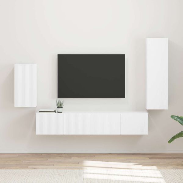 vidaXL Ensemble meuble TV Montage mural 3 pcs Blanc Bois d'ing&eacute;nierie