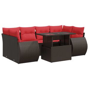 vidaXL Salon de jardin avec coussins 7pcs marron r&eacute;sine tress&eacute;e acacia