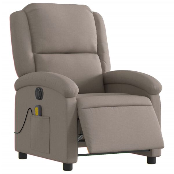 vidaXL Fauteuil de massage inclinable &eacute;lectrique Taupe Tissu