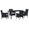 vidaXL Ensemble de salle &agrave; manger pour jardin 5 pc Noir polyrotin