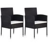 vidaXL Chaises de jardin coussins blanc cr&egrave;me 2pcs noir r&eacute;sine tress&eacute;e