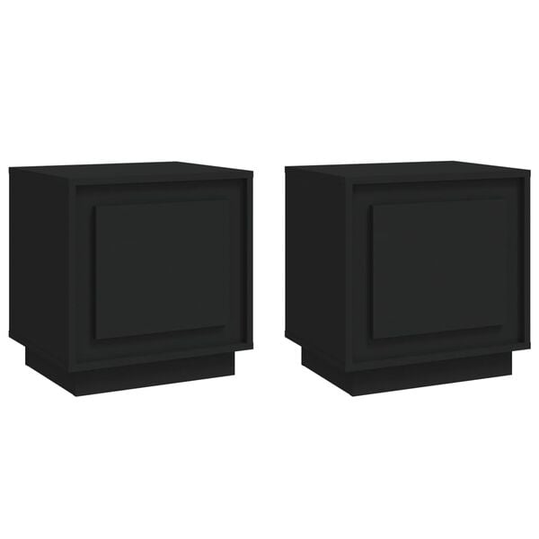 vidaXL Tables de chevet 2 pcs noir 44x35x45 cm bois d'ing&eacute;nierie