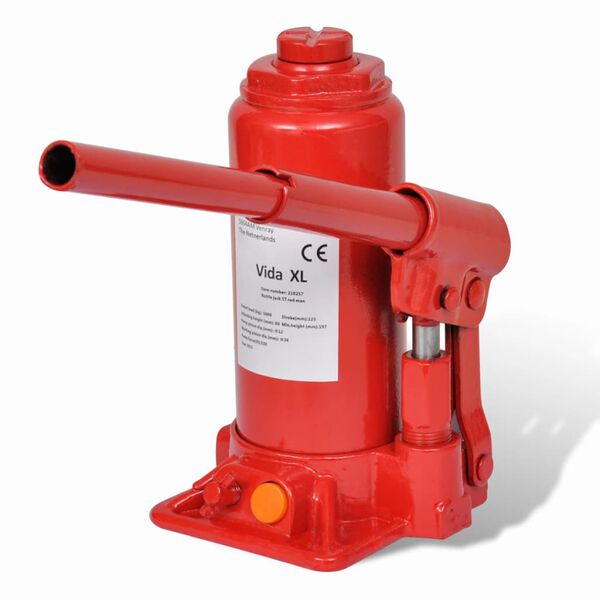 vidaXL Cric hydraulique &agrave; bouteille 5 tonnes rouge pour voiture