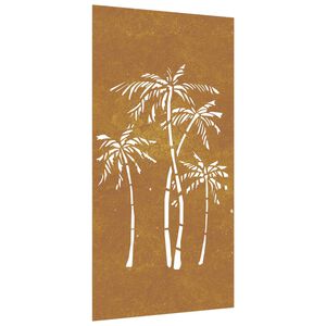 vidaXL D&eacute;coration murale jardin 105x55 cm acier corten design palmier