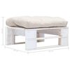 vidaXL Repose-pied palette de jardin avec coussin sable Blanc Bois