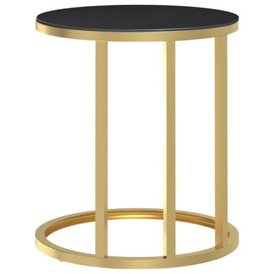 vidaXL Table d'appoint Doré et noir 45 cm Verre trempé