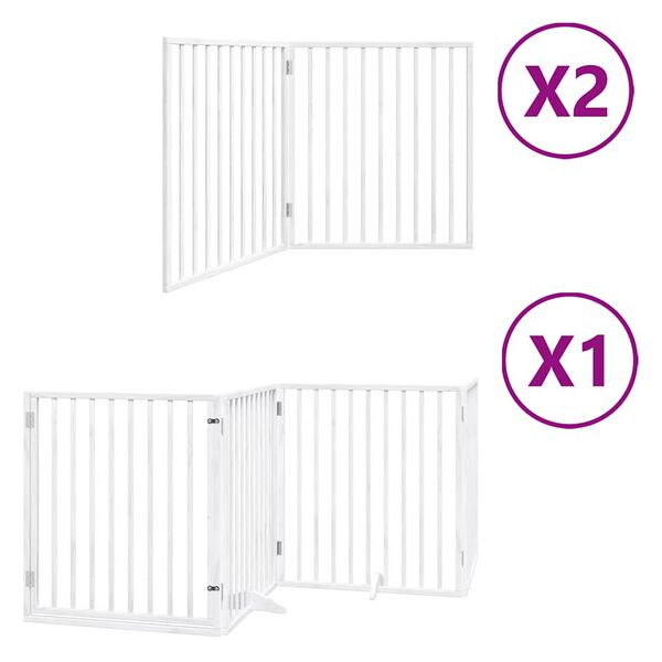 vidaXL Barri&egrave;re pour chien porte pliable 8panneaux blanc bois peuplier