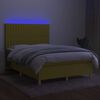 vidaXL Sommier &agrave; lattes de lit et matelas et LED Vert 140x190 cm Tissu