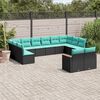vidaXL Salon de jardin avec coussins 12 pcs noir r&eacute;sine tress&eacute;e