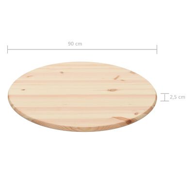 vidaXL Dessus de table Pin naturel Rond 25 mm 90 cm