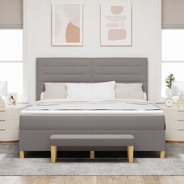 vidaXL Lit &agrave; ressorts avec matelas Taupe 180 x 200 cm tissu