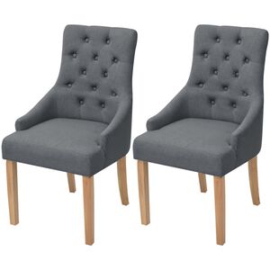 vidaXL Chaises &agrave; manger lot de 2 gris fonc&eacute; tissu