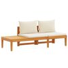 vidaXL Banc de jardin avec table et coussins Blanc cr&egrave;me Teck solide
