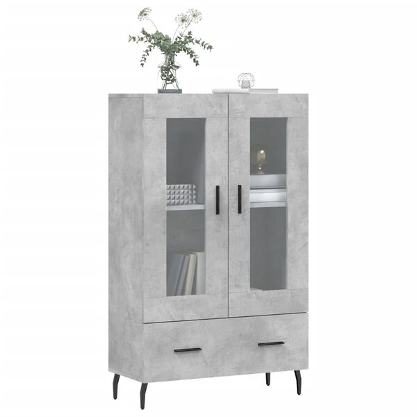 vidaXL Buffet haut gris b&eacute;ton 69,5x31x115 cm bois d'ing&eacute;nierie