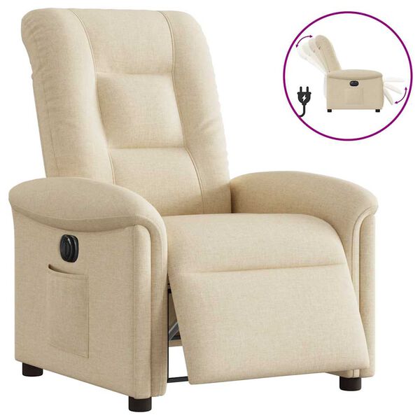 vidaXL Fauteuil inclinable &eacute;lectrique Cr&egrave;me Tissu