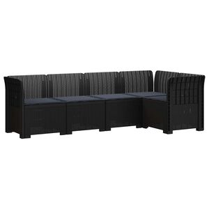 vidaXL Canap&eacute; de Jardin 5 Places avec Coussins Aspect Rotin PP
