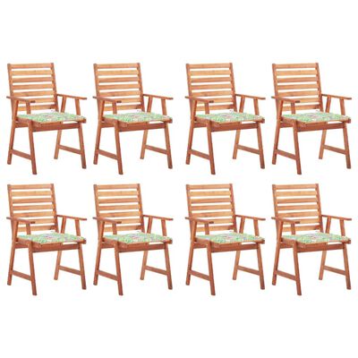 vidaXL Chaises à dîner d'extérieur 8 pcs avec coussins Acacia massif