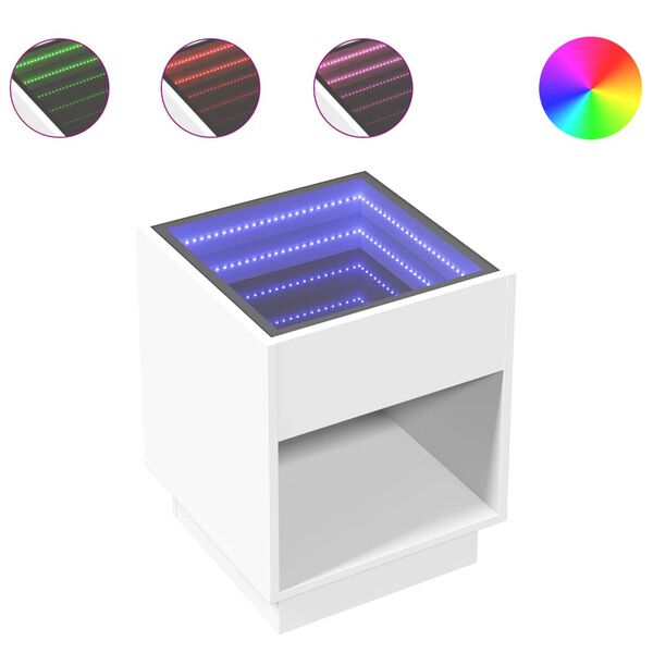 vidaXL Table basse avec LED infini blanc 40x40x50 cm
