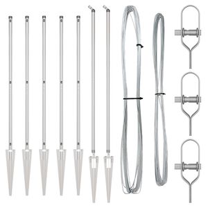 vidaXL Poteaux de clôture 7 pcs Argent Ø32mm 140 cm Acier galvanisé
