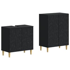 vidaXL Ensemble de 2 meubles de salle de bain DELFT Noir