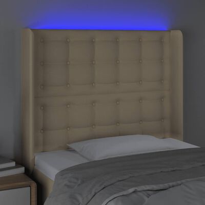 vidaXL Tête de lit à LED Crème 83x16x118/128 cm Tissu