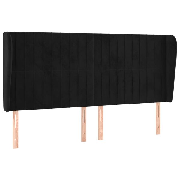 vidaXL T&ecirc;te de lit avec oreilles Noir 203x23x118/128 cm Velours