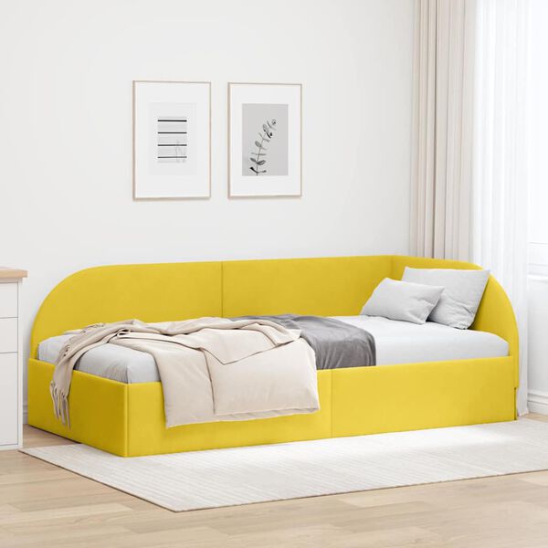 vidaXL Cadre de lit d'angle avec t&ecirc;te de lit Jaune 90 cm x 190 cm