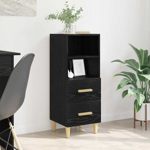 vidaXL Buffet Ch&ecirc;ne noir 34 x 34,5 x 90 cm Bois d'ing&eacute;nierie