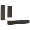 vidaXL Ensemble de meuble TV 4 pcs Gris brillant Bois d'ing&eacute;nierie