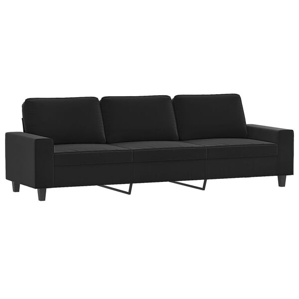 vidaXL Canap&eacute; 3 places repose-pieds Noir 210 cm Tissu microfibre