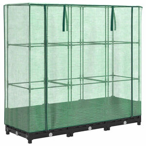 vidaXL Jardini&egrave;re de jardin avec couverture de serre et roues 3 pc PP