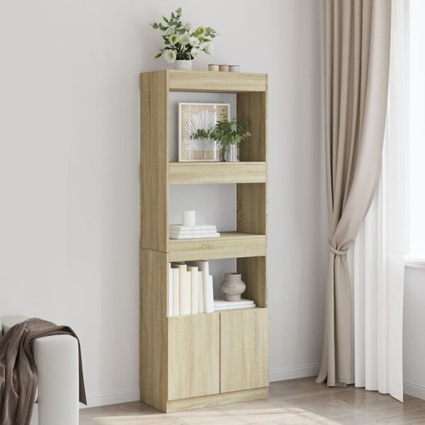 vidaXL Buffet haut 63x33x180 cm ch&ecirc;ne sonoma bois d'ing&eacute;nierie