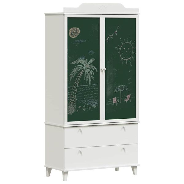 vidaXL Armoire avec Tableau Noir avec tiroir Blanc 90 x 45 x 180 cm