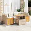 vidaXL Salon de jardin avec coussins 7 pcs beige r&eacute;sine tress&eacute;e acacia