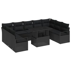 vidaXL Ensemble de canap&eacute; de jardin 10 pc 9-Nombre de places Noir