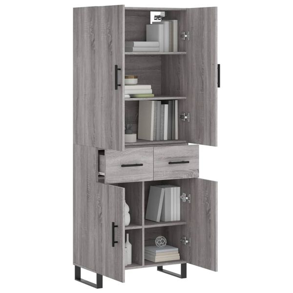 vidaXL Buffet haut Sonoma gris 69,5x34x180 cm Bois d'ing&eacute;nierie