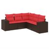 vidaXL Ensemble de canap&eacute; de jardin 5 pcs avec coussins marron r&eacute;sine tress&eacute;e