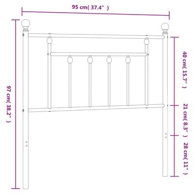 vidaXL Tête de lit métal blanc 90 cm