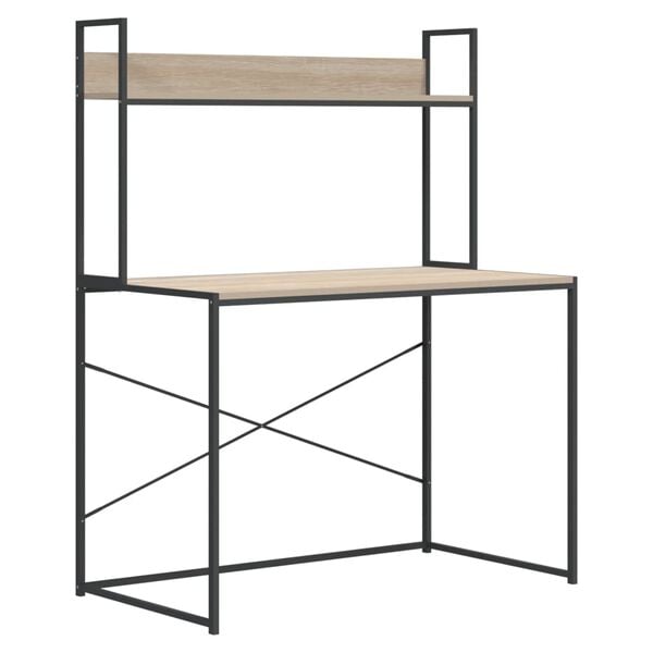 vidaXL Bureau d'ordinateur Noir ch&ecirc;ne 110x60x138 cm Bois d'ing&eacute;nierie