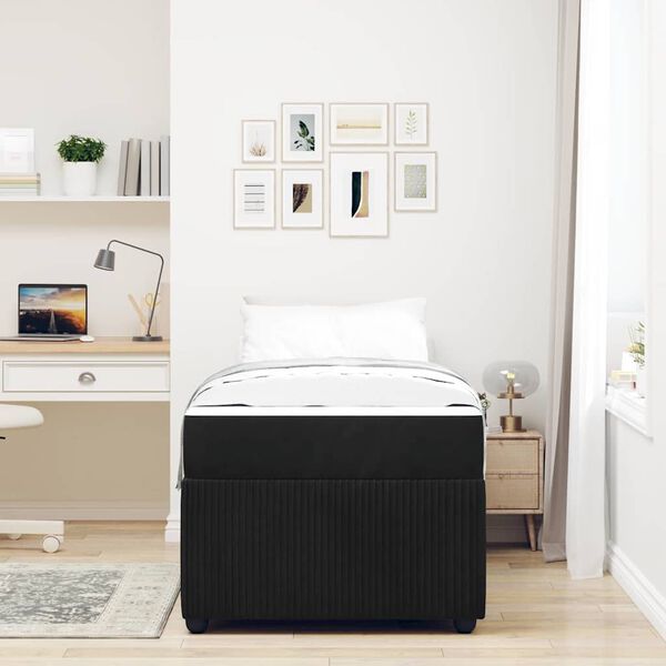 vidaXL Cadre de lit avec matelas Noir 90 x 190 cm tissu