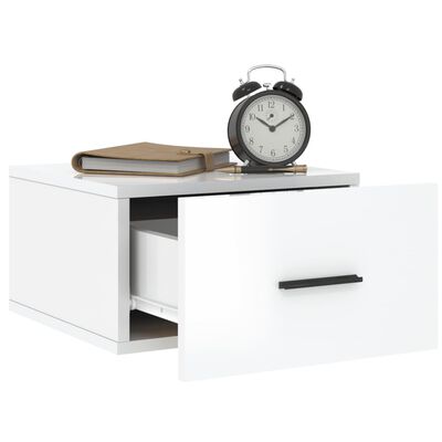 vidaXL Table de chevet murale blanc brillant 35x35x20 cm