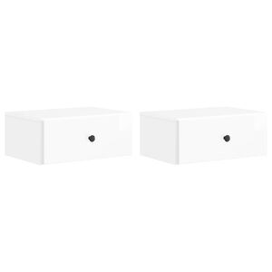 vidaXL Cabinet de chevet mural 2 pc Blanc brillant 49 x 34,5 x 20 cm