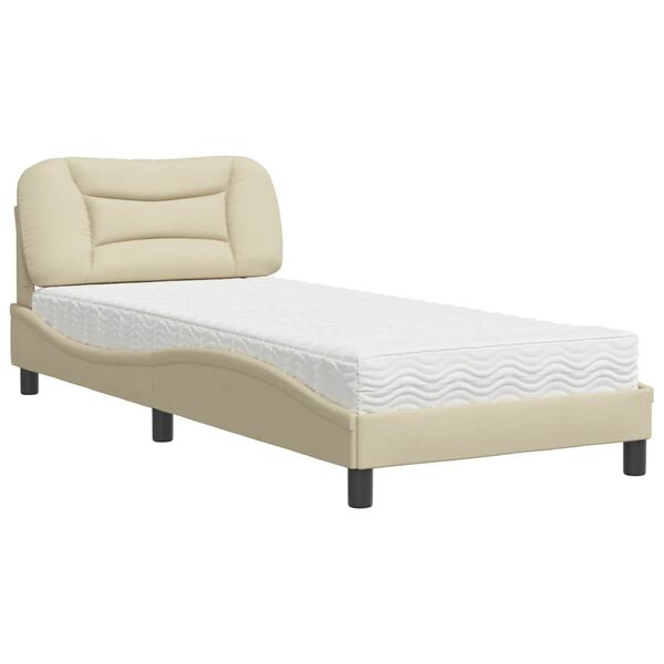 vidaXL Lit avec matelas Hvar cr&egrave;me 80x200 cm tissu