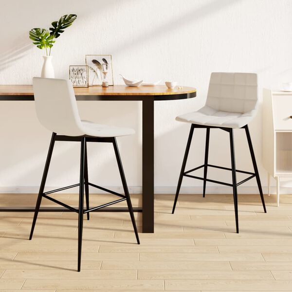 vidaXL Tabourets de bar lot de 2 crème velours