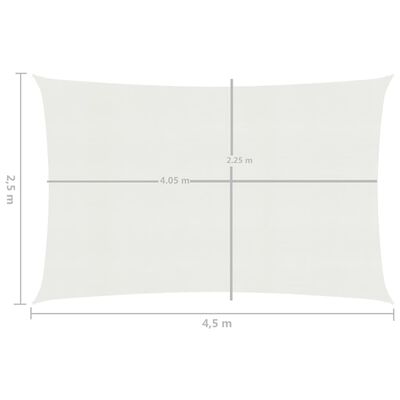 vidaXL Voile d'ombrage 160 g/m² Blanc 2,5x4,5 m PEHD