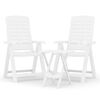 vidaXL Ensemble &agrave; manger de jardin 3 pcs Blanc Polypropyl&egrave;ne