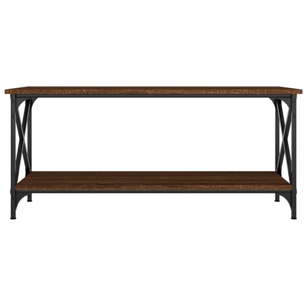 vidaXL Table basse Ch&ecirc;ne marron 100x45x45 cm Bois d'ing&eacute;nierie et fer