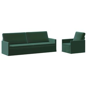 vidaXL Ensemble de Canap&eacute;s 2 pcs Vert fonc&eacute; Velours (V)