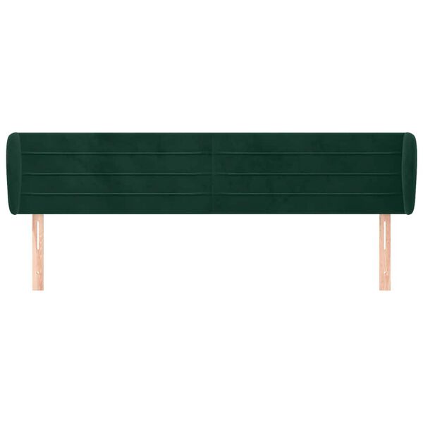vidaXL T&ecirc;te de lit avec oreilles Vert fonc&eacute; 183x23x78/88 cm Velours