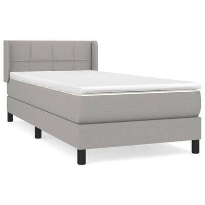 vidaXL Sommier à lattes de lit avec matelas Gris clair 100x200cm Tissu